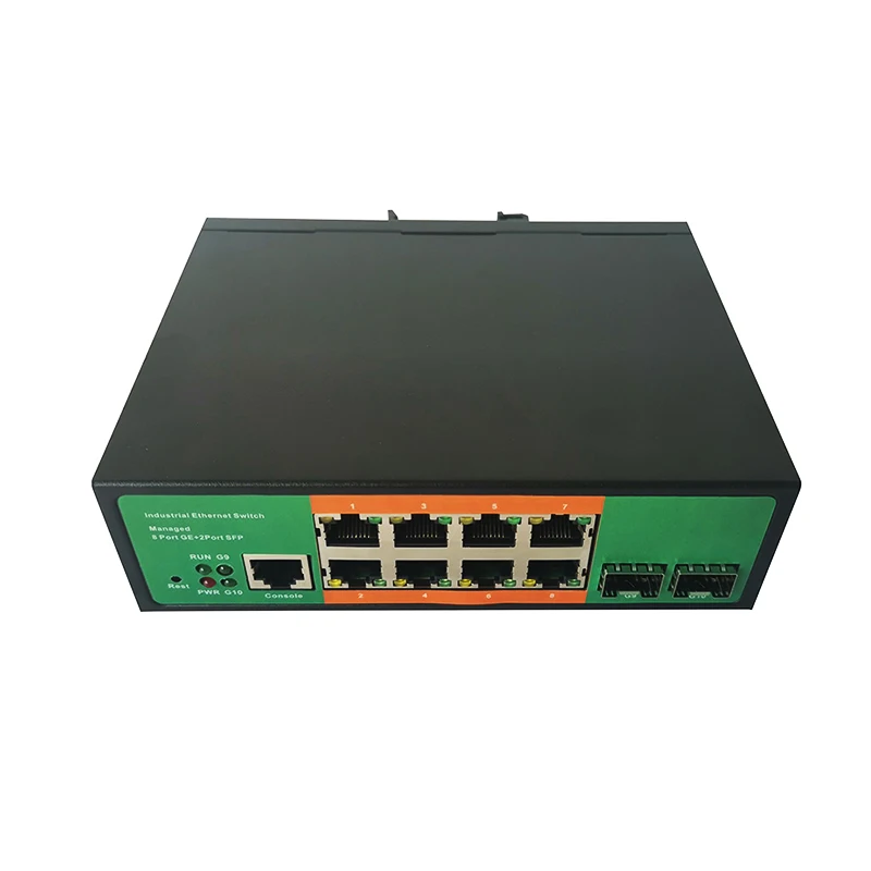 Interruptor de red de bucle autocurativo Gigabit el&eacute;ctrico, transceptor de red de anillo autocurativo Gigabit de grado Industrial 2 &oacute;ptico 8-0