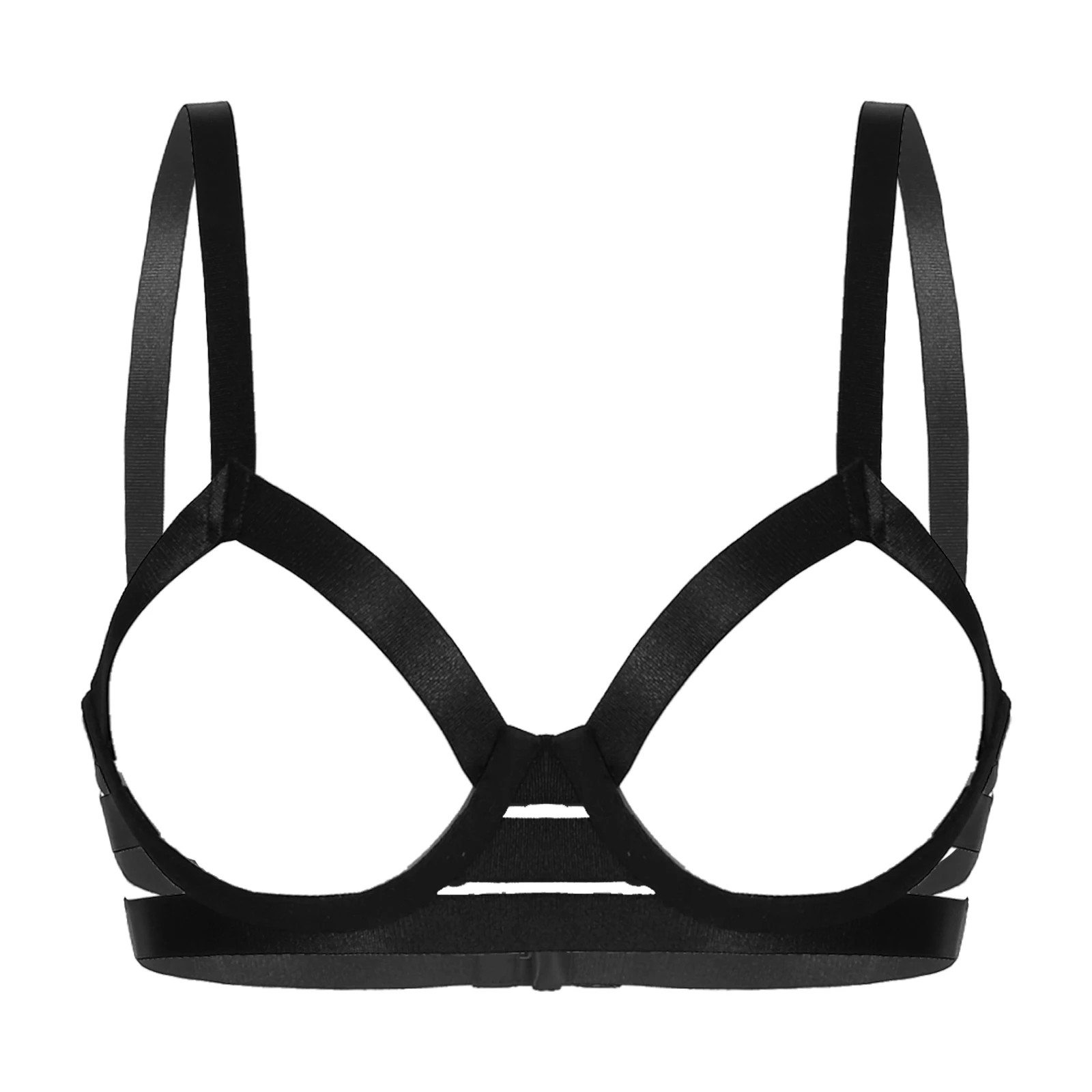 

Sexy Women Plus Size Bra Tops Open Cup Strappy Underwire Bralette Lingerie Underwear Hollow Out Chest Harness Stretchy Brassiere