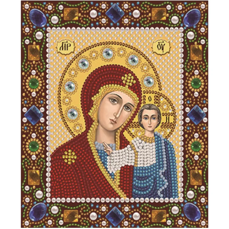 5D кристальная круглая алмазная живопись вышивка крестиком религиозная картина