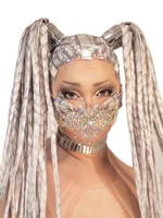 grey plait women wigs headwear party headdress long hair braid cosplay singer dancer stage accessories
