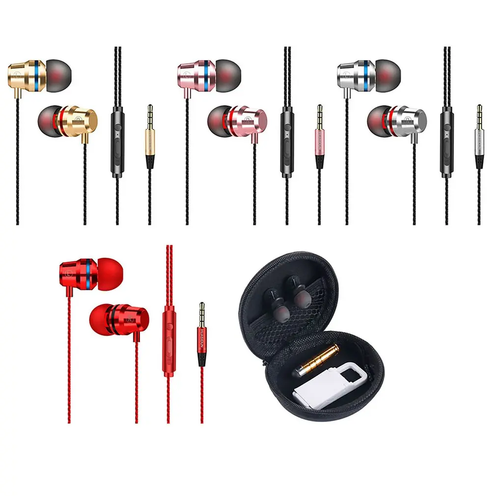 

Metal Earphones In-Ear Remote Control With Wheat Wire Control Headset For Apple Android Smartphone Universal Headset