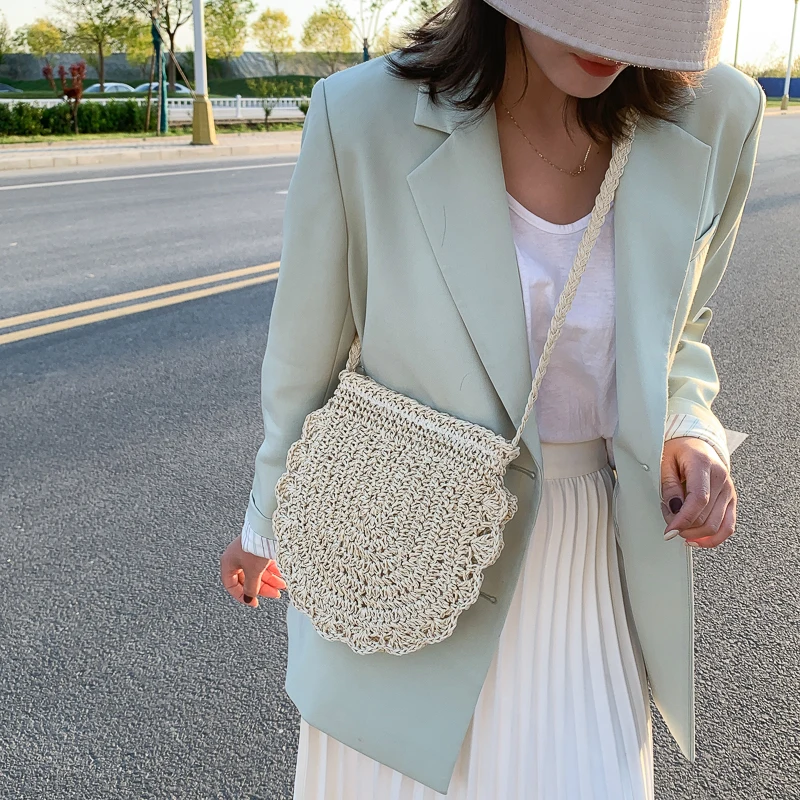 Летние мини-сумки для женщин Пляжная соломенная сумка из ротанга |