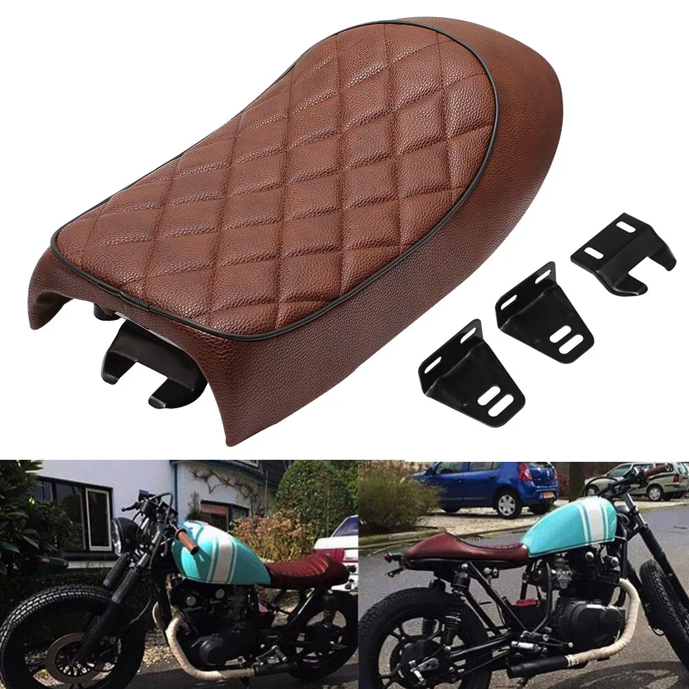 

Универсальное винтажное сиденье для мотоциклистов, коричневое плоское сиденье для Honda CB125S CB200 CB350 CL350 CB400