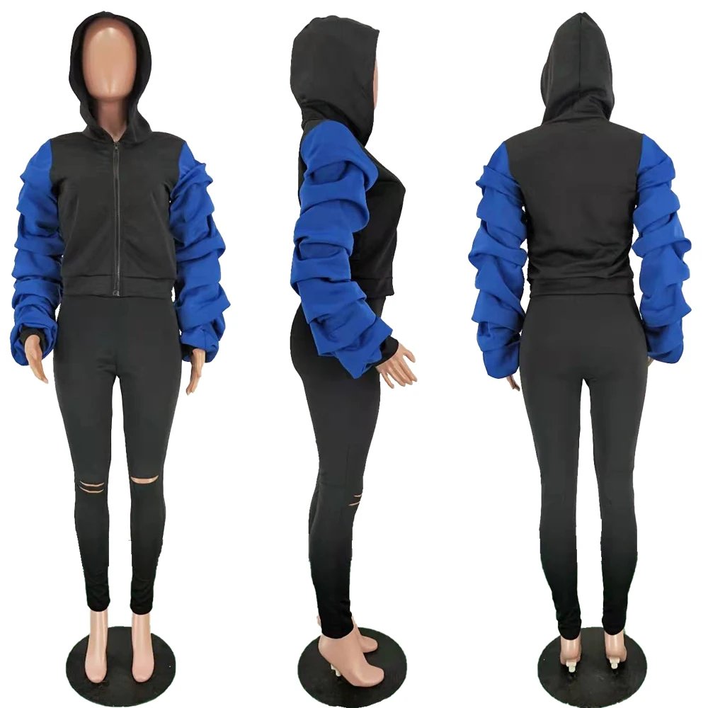 Женский спортивный костюм с топом капюшоном и брюками комплект из двух предметов