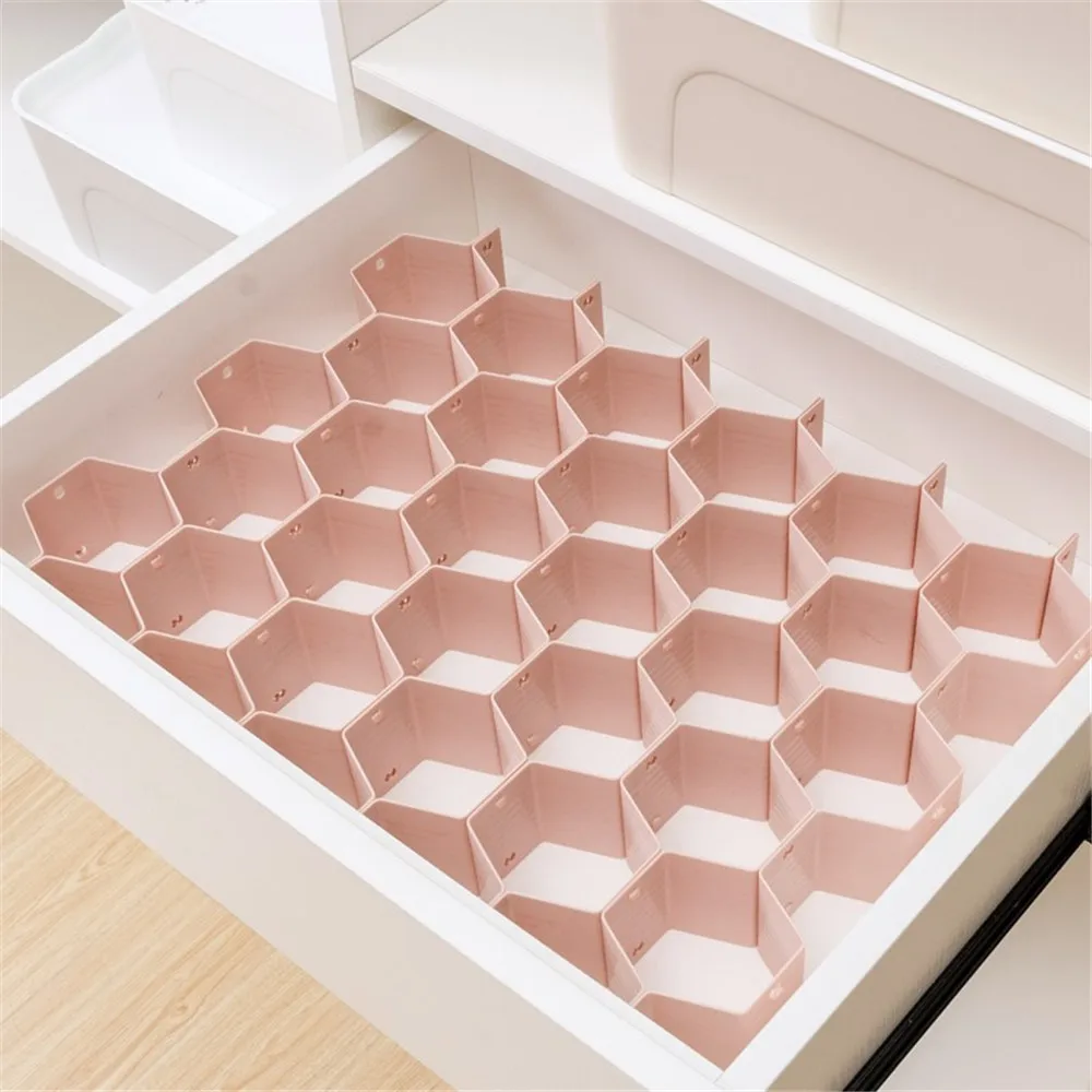 

Honeycomb Shape Drawer Organizer 8PCS Closet Dividers Plastic Partition New storage For Small Clothing And Cosmetic Clapboard