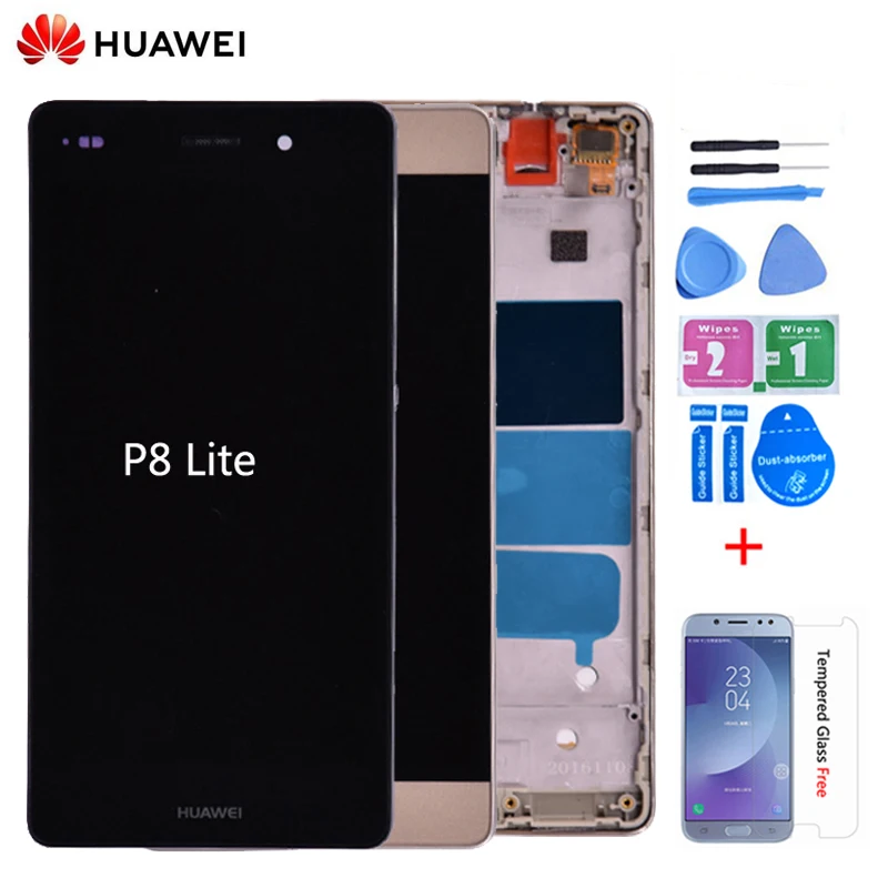 Оригинальный ЖК-дисплей для Huawei P8 Lite Φ с сенсорным экраном и дигитайзером в сборе с рамкой, бесплатная доставка
