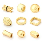 Кубические бусины для изготовления ювелирных изделий, медные золотые матовые бусины для браслетов сделай сам, геометрический ободок, Золотая Корона, аксессуары, бусины