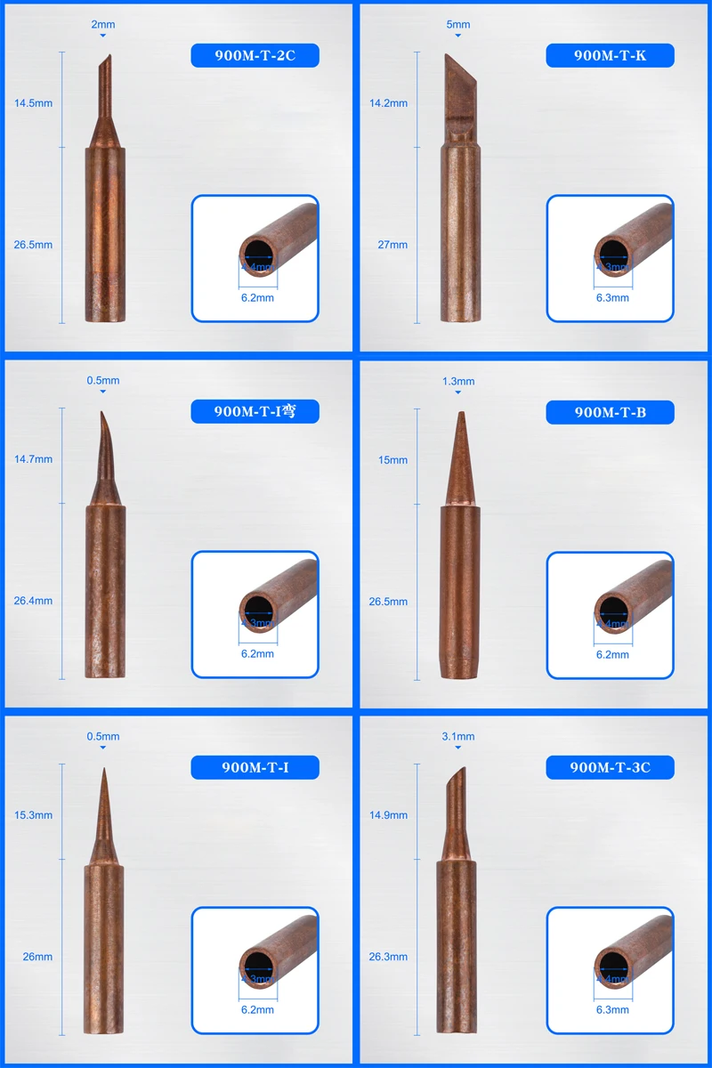 

KUAIQU High Top Quality Lead-Free Soldering Iron Tip 900M-T 40/10pcs Sets For Soldering Rework Station Soldering Tips