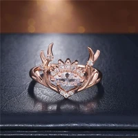 trendy rings women fashion white ring antlers rose gold color size 6 10 wedding gift