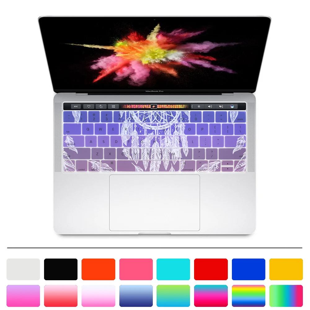 Силиконовая Радужная клавиатура HRH Ловец снов чехол с клавиатурой для Macbook New Pro 13