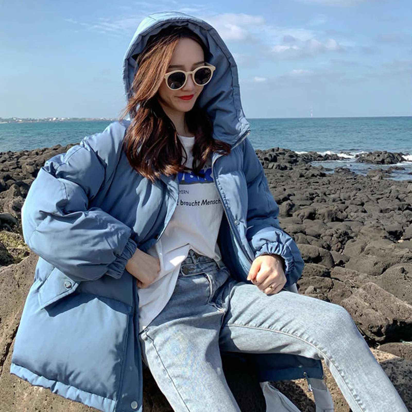 

Oversize Hoodie Coats for Women Winter Thicken-Jacket Big Pocket Windbreaker Hoody Outerwear Girls Streewear Parkas