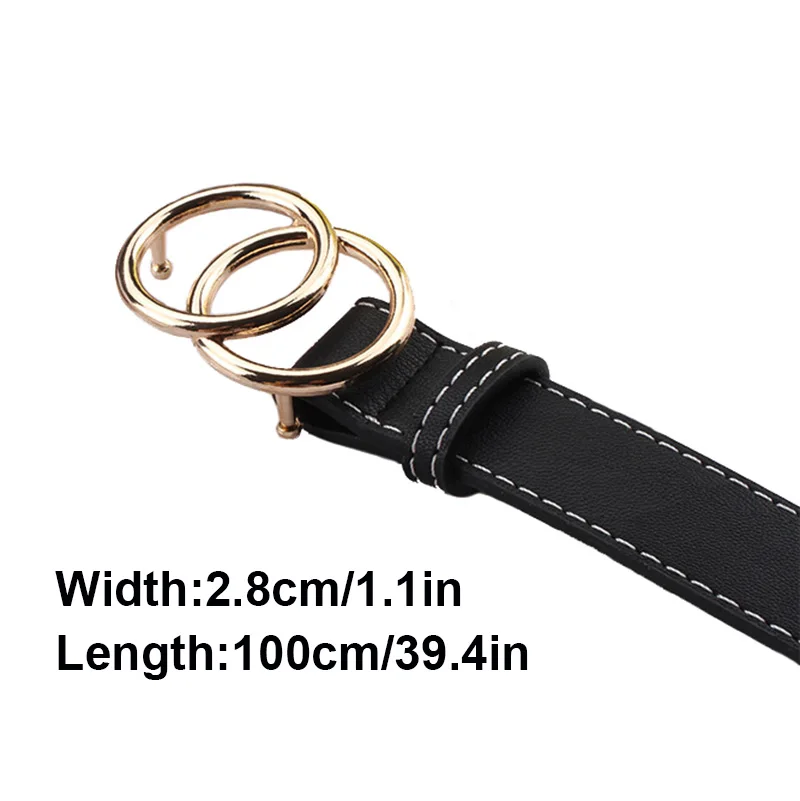 Ремень из искусственной кожи Женский модный декоративный двойной Круглый пояс с