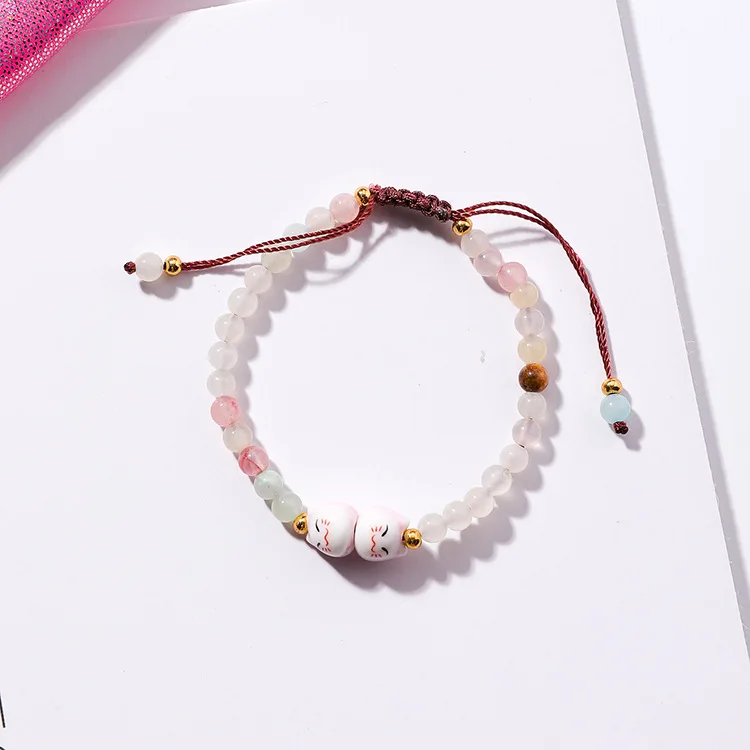 colorful Корейский Studendt Lucky Cat браслет с подвесками ручная работа из бисера хрустальный шар простые браслеты и браслеты подарки на день рождения - Окраска металла: colorful