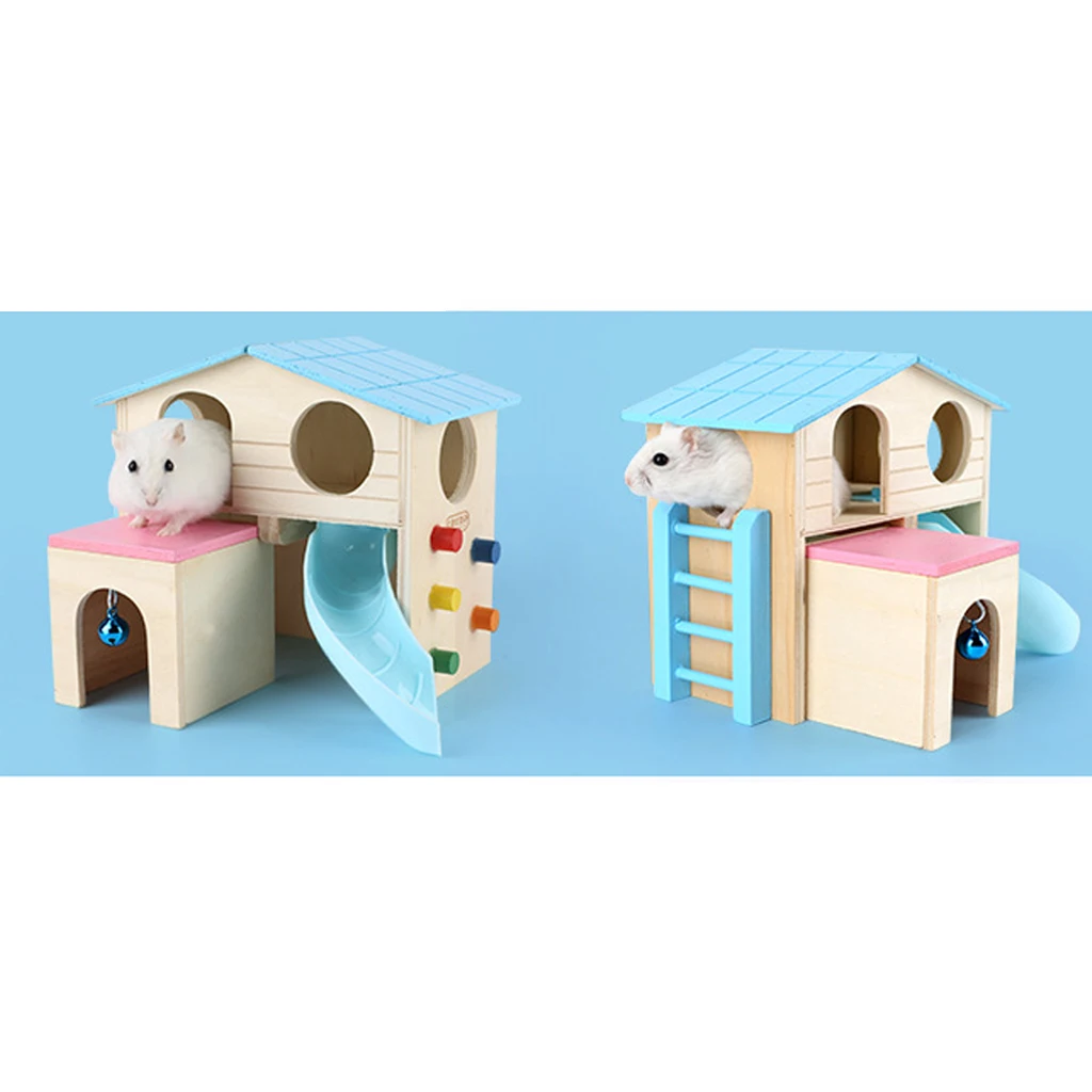 

Wooden Cage Fun Hamster Toy House With Ladder Small Animals Pet Toy