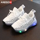 Кроссовки Детские светящиеся, износостойкие, светодиодсветильник ка, дышащие, Нескользящие, повседневная обувь для мальчиков и девочек, размеры 21-30