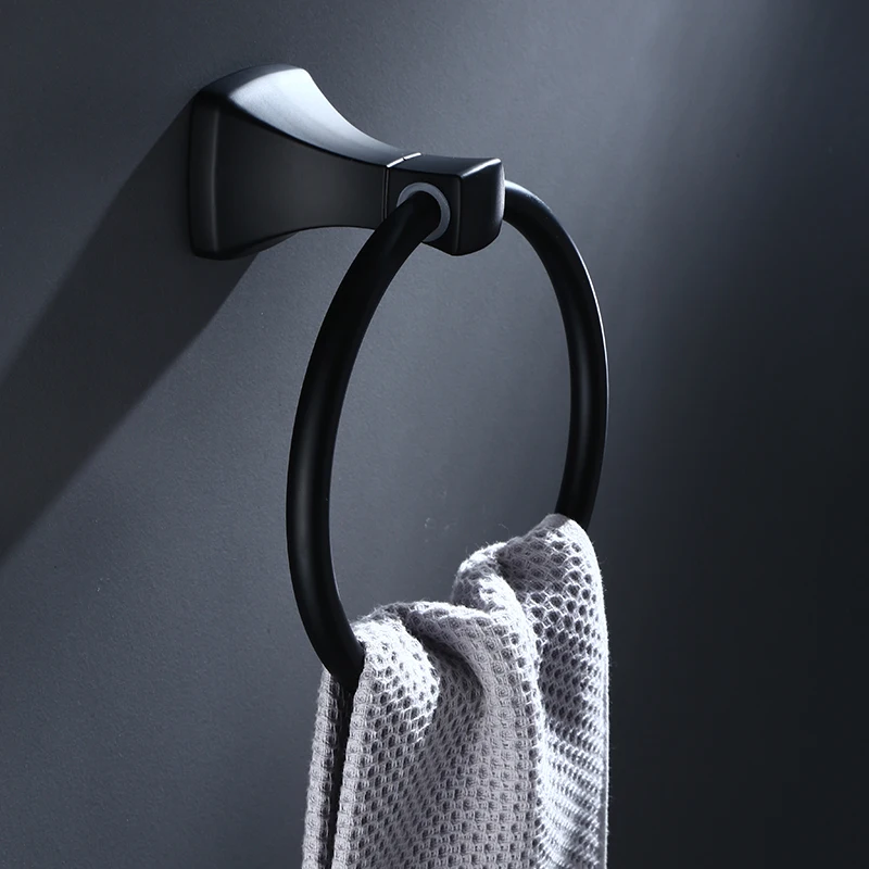 

Black Alumimum Towel Ring European-Style Bathroom Towel Rack Towel Ring Antique Hotel Bathroom Storage Rack