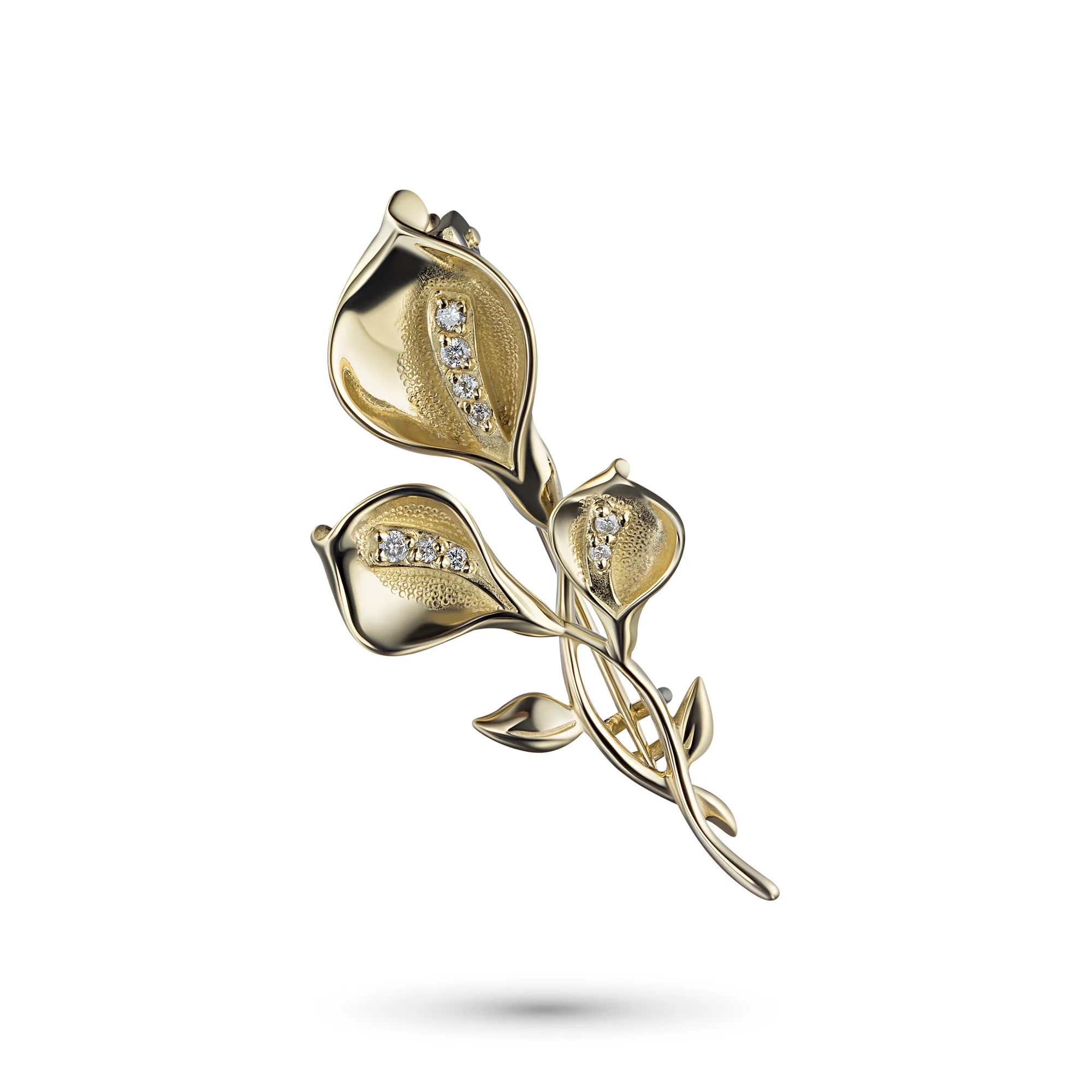 Brooch in yellow gold with diamonds e0301bsh08200116 | Украшения и аксессуары