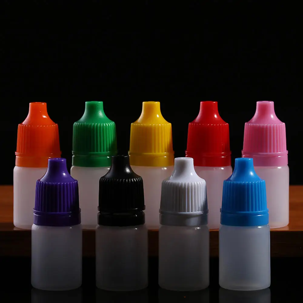 

10pcs/lot 5ml 10ml Eyes Drop Refillable Bottle Empty Plastic Squeezable Dropper Bottles Eye Liquid Dropper Sample Colorful Cap
