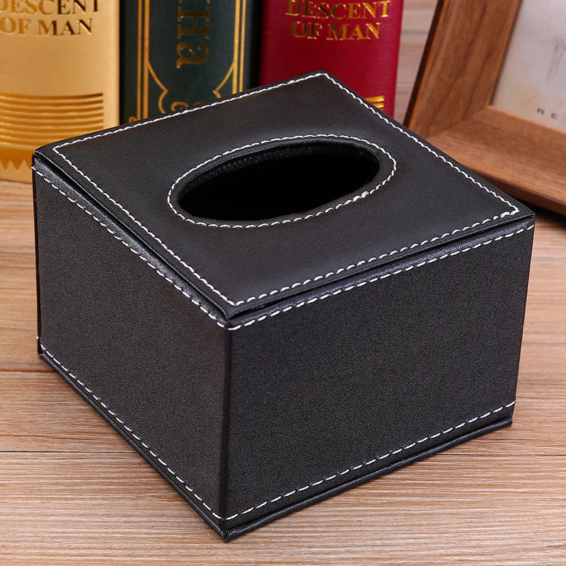 Маленькая квадратная коробка для салфеток ресторана кожаная деревянная