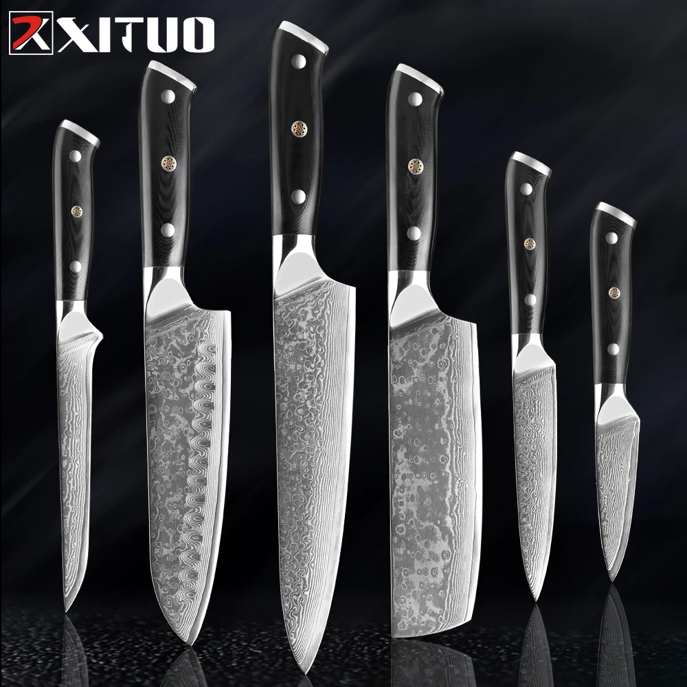 Кухонный нож XITUO VG10 из дамасской стали профессиональный японский Мясницкий резец