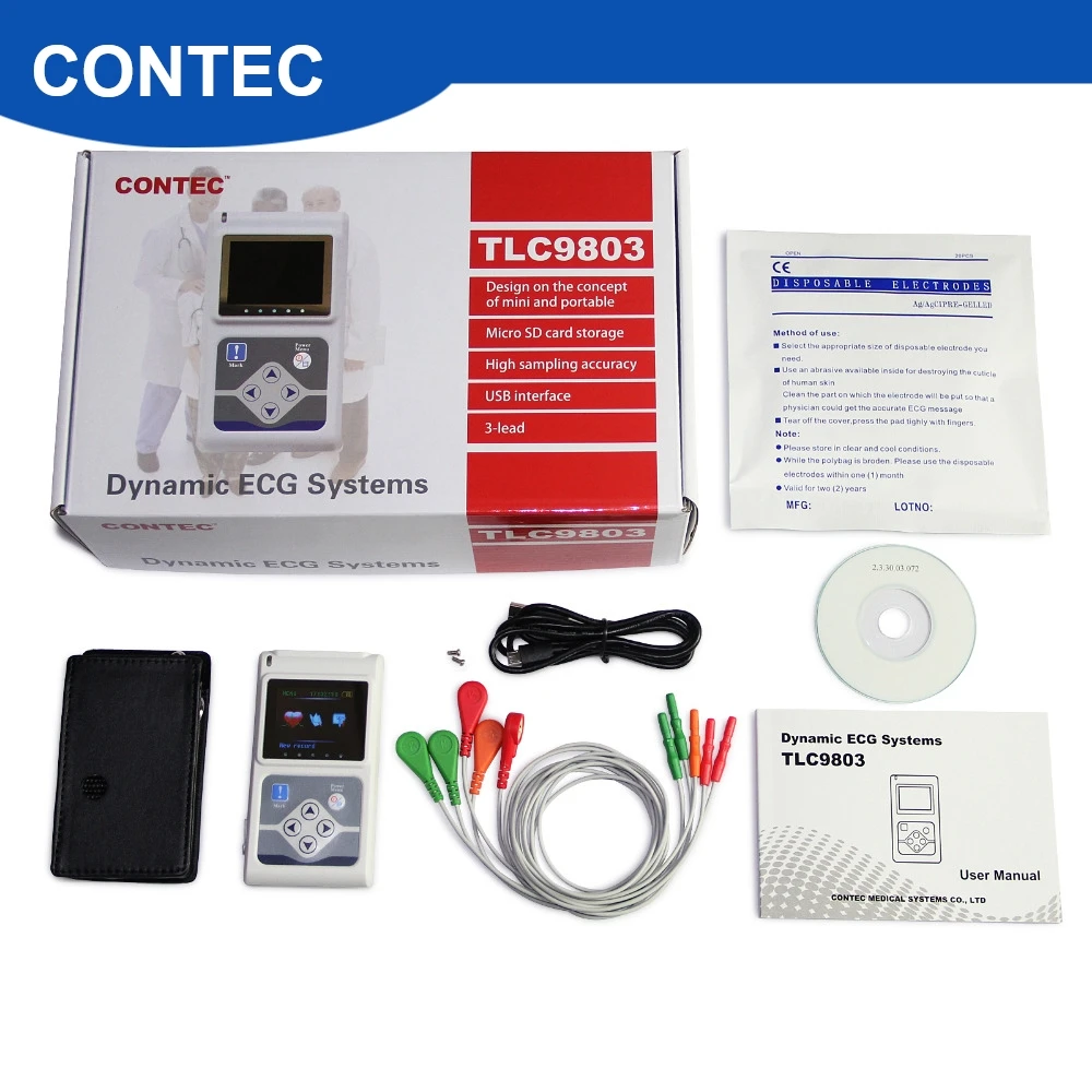 CONTEC TLC9803 3 канала записываемая машина ЭКГ Холтер система мониторинга Тестер монитор здравоохранения