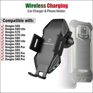 qi 10w fast car wireless charger for doogee s95 s90 s90c s88 s68 s97 pro s60 s70 lite bl9000 automatic clamping car phone holder free global shipping