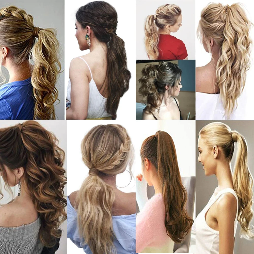 

Long Wavy Wrap Clip in Ponytail Hair Extension Wrap Around Ponytail Synthetic Fake Pony Tail Hair 20 Inch
