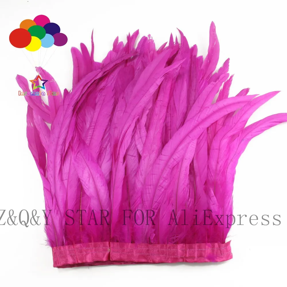 

Natural beautiful 20-25CM cock tail feather dyed in rose red made into cloth edge DIY performance costume craft jewelry feather