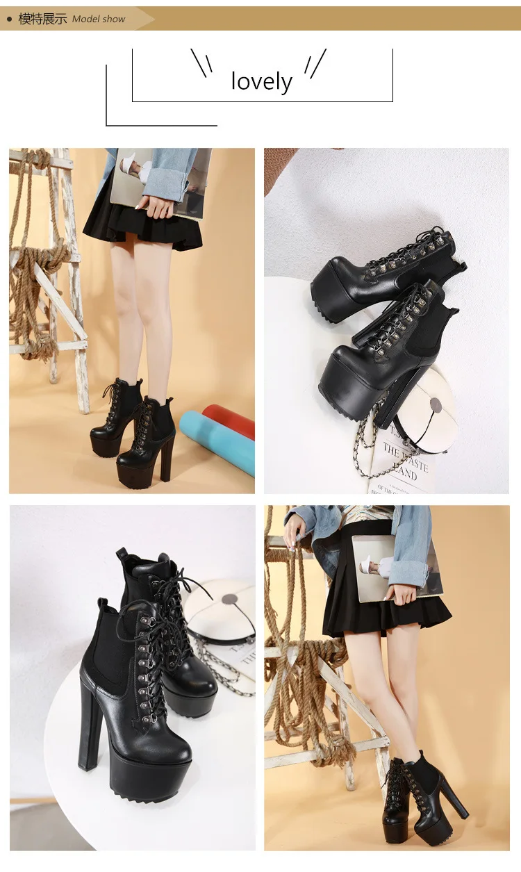 LEOPARD LAND Women's Shoes Thick High Heel Strap Martin Boots Women's Boots Platform Heels Boots Women Winter Shoes CWF-my8809-9
