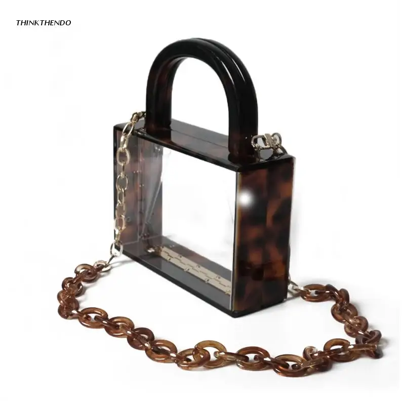 

Crossbody Clear Bag Transparent Messenger Bag Leopard Print Top-Handle Handbag