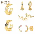 Серьги-гвоздики для пирсинга женские с разноцветными кристаллами