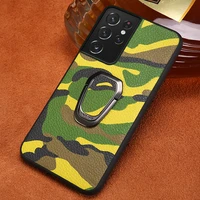 genuine leather camouflage bracket case for samsung galaxy s21 ultra s8 s9 s10 s20 s21 plus s20 fe note 20 10 9 a51 a50 a71 m31