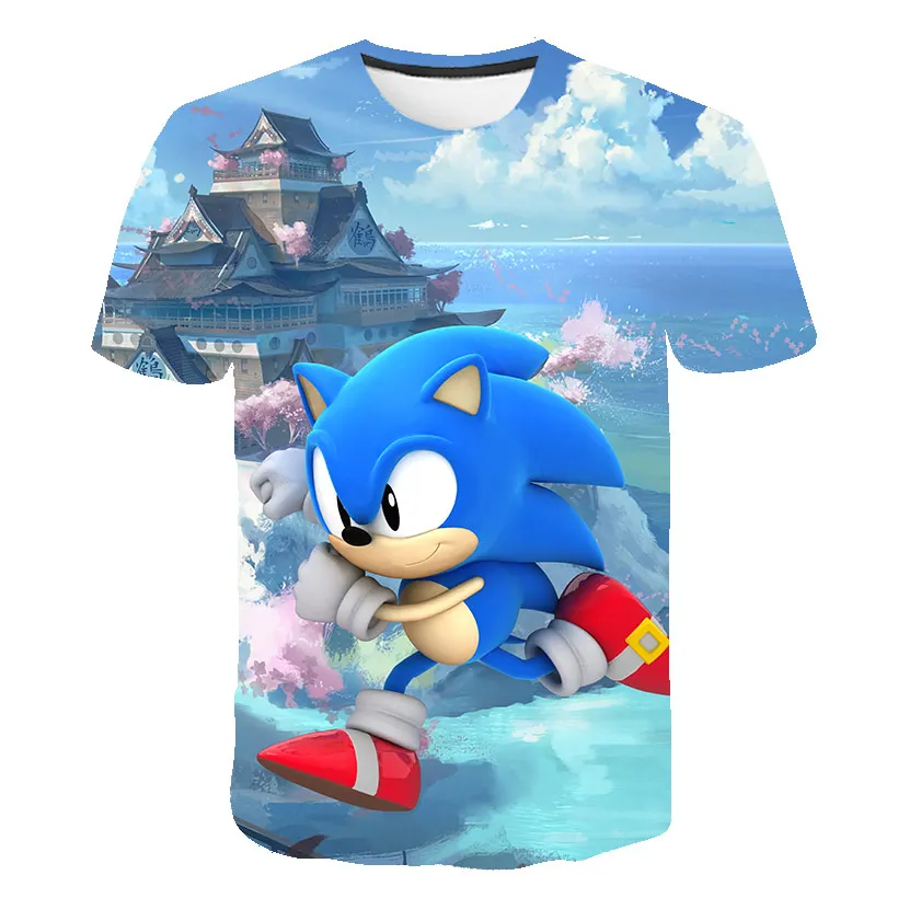 

Summer Fashion Short Sleeve 3D Casual Anime Street Clothes Children Cartoon T-shirt Boy Clothing Sonic T-shirt Printing