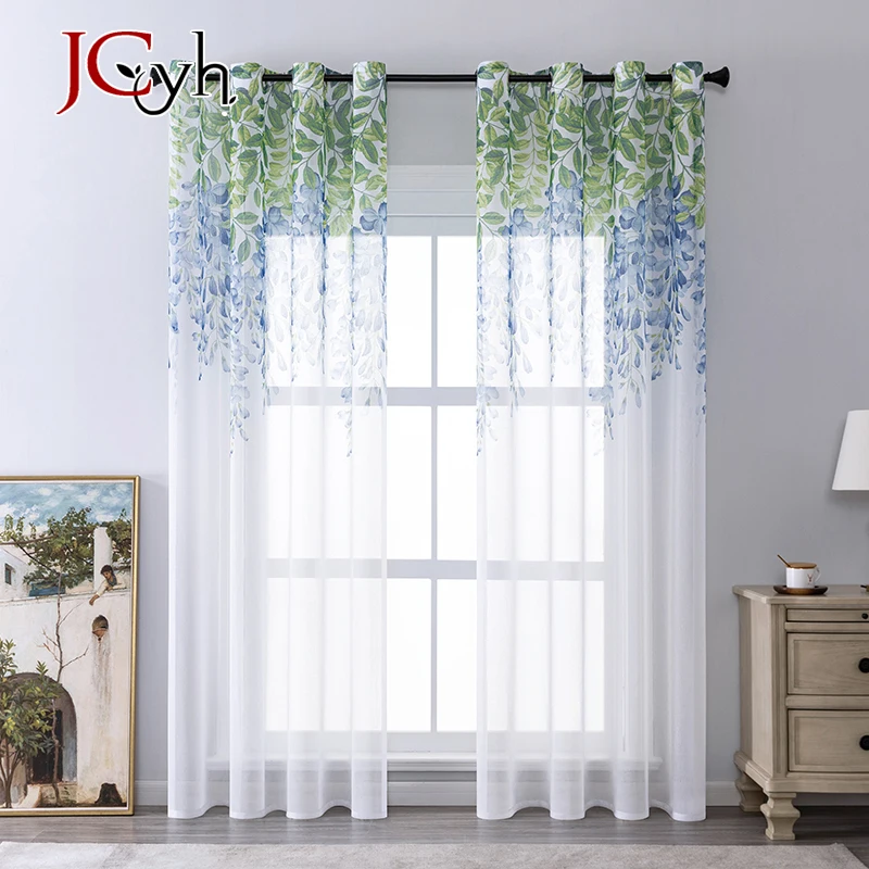 Modern White Sheer Tulle Curtains for Living Room Hall Bedroom Window Sheer Curtain Home Decor Custom Size Floral Door Drapes