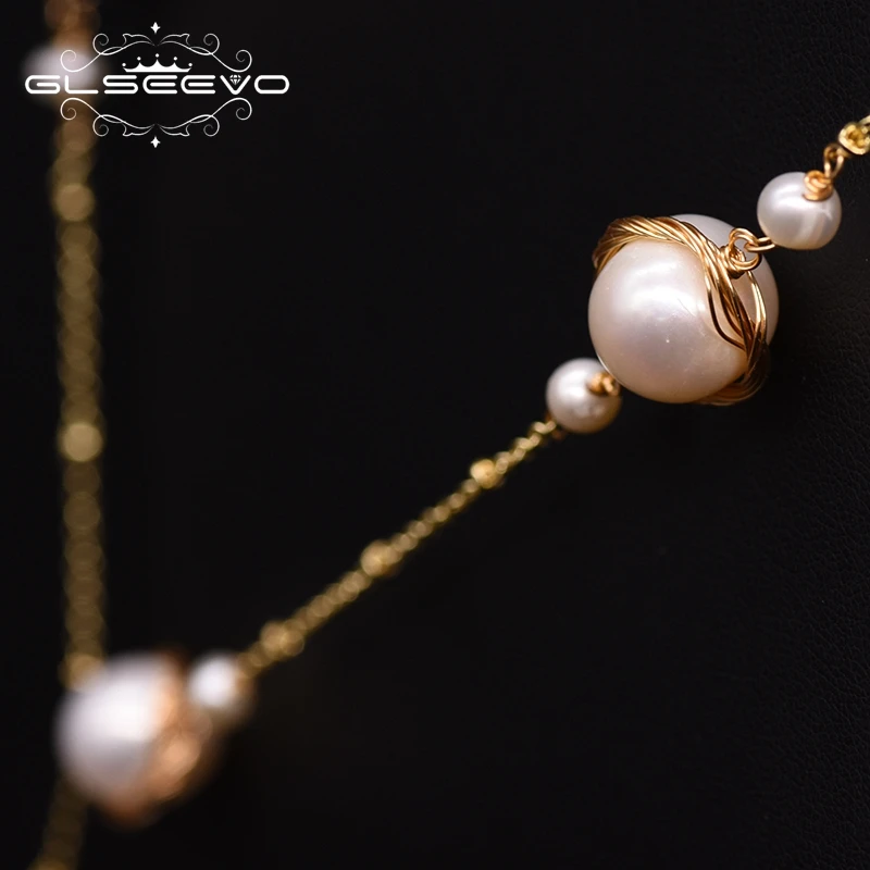 Женские Длинные Подвески GLSEEVO вечерние ожерелья с натуральным жемчугом подарок