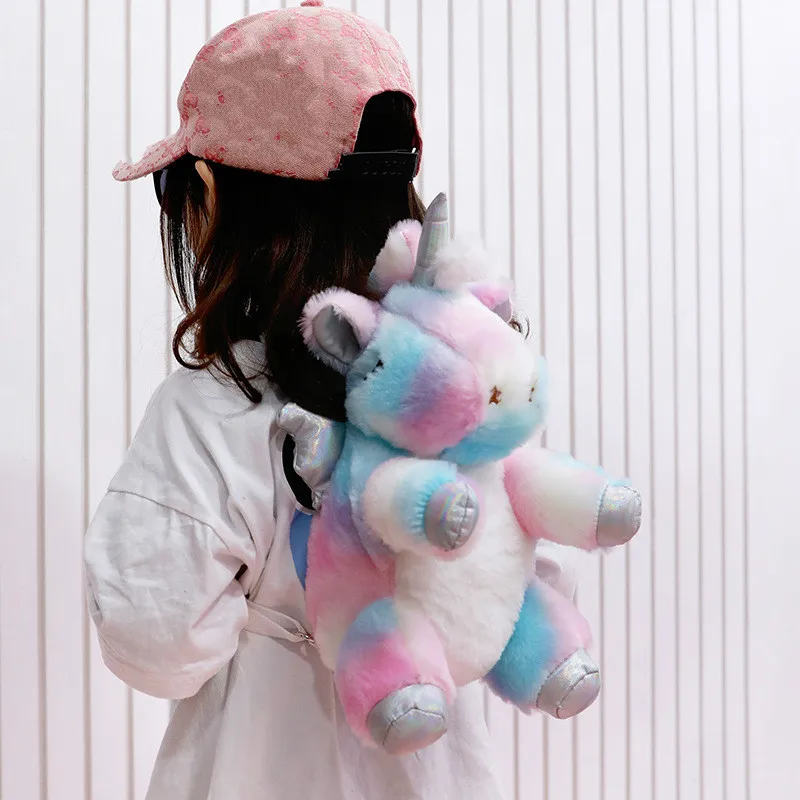 

Kids Mini Backpack Purse Cartoon Rainbow Unicorn Toy Backpacks for Boys Girls Plush Backpacks Birthday Gift