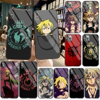 huagetop anime seven deadly sins black phone case hull tempered glass for iphone 11 pro xr xs max 8 x 7 6s 6 plus se 2020 case