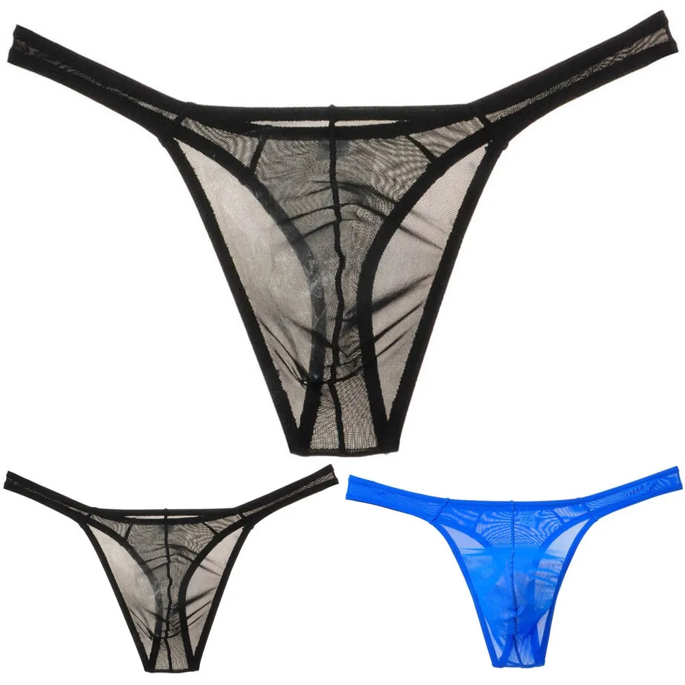 

2021 Sexy Men's Panties T-Back Ultra-Thin Mesh Low Waist Temptation Underwear Mens Breathable Underwear Panties Underpants