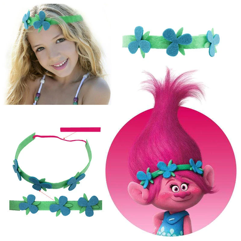 Тролли платья для девушек заколки волос Popy Дети парик косплей костюмы Holloween