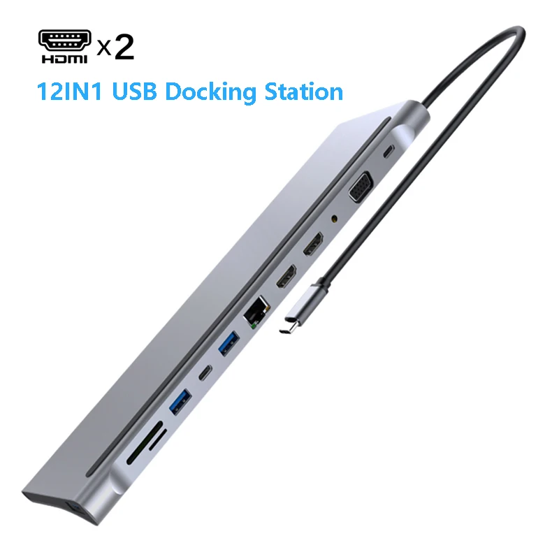 Док станция USB Type C для ноутбука док с двойным монитором MST HDMI VGA RJ45 SD TF MacBook Dell XPS Hp