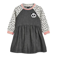 2021 autumn baby girl clothes brand dress toddler gift casual cotton contrast sleeves panda print dresses for kids 2 7 years