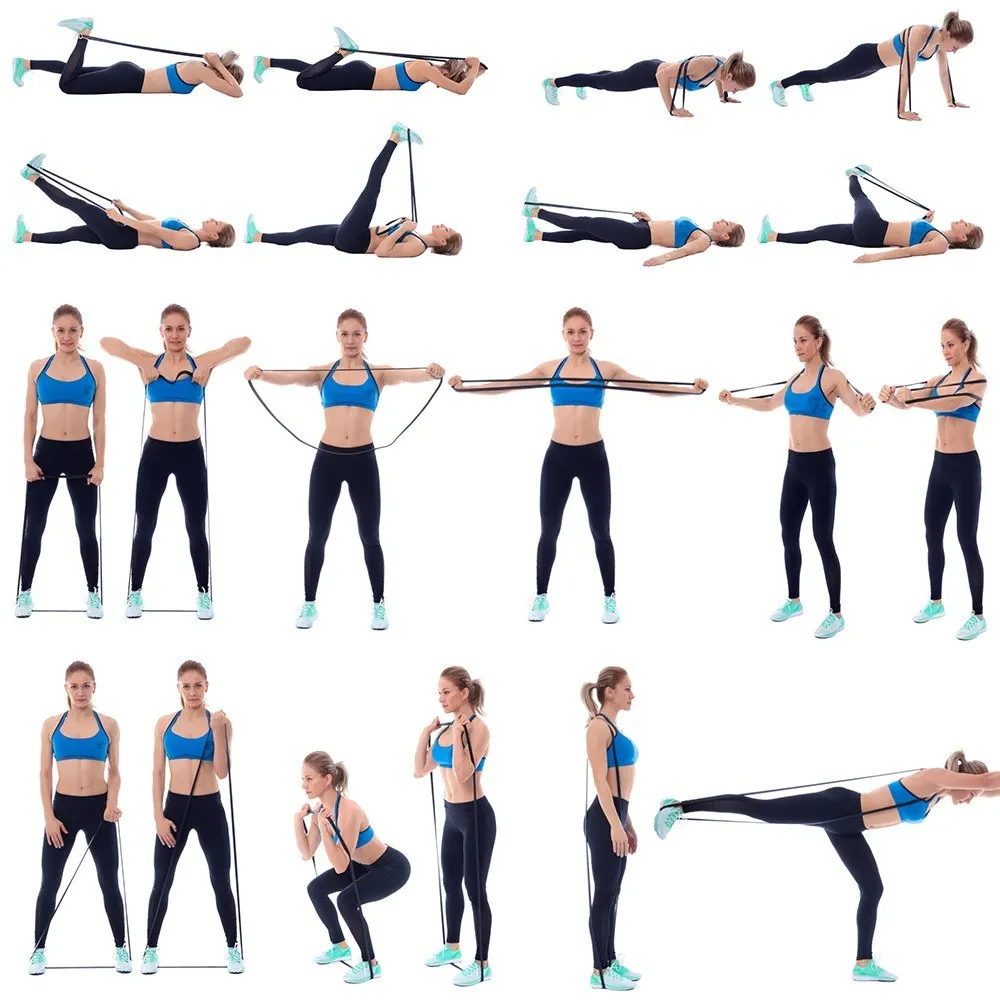

11pcs Fintess Resistance Bands Set Workout Exercise Loop Bands Yoga Stretch Strap with Carry Bag for Home Gym Travel Pilates