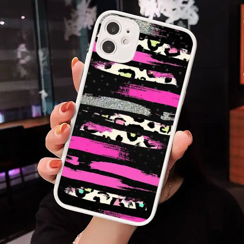 

Leopard Series color fashion Phone Case Matte Transparent for iPhone 7 8 11 12 s mini pro X XS XR MAX Plus cover funda