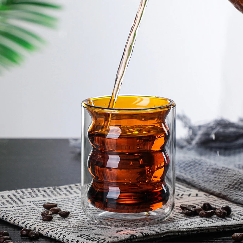 

200ml Coffee Mugs Creative Double Wall Glass Cup for Tea Milk Juice Heat Resistant Office Home Drinkware Beer Mug Water Cup 1Pc
