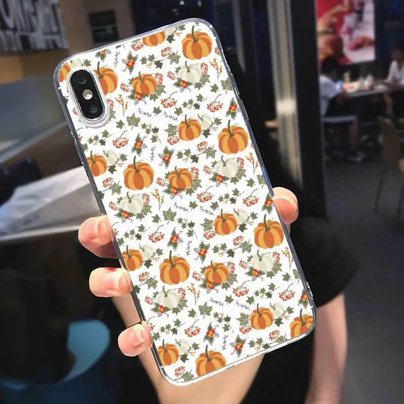 

Pumpkin Happy Autumn leaf Phone Case Transparent soft For iphone 5 5s 5c se 6 6s 7 8 11 12 plus mini x xs xr pro max