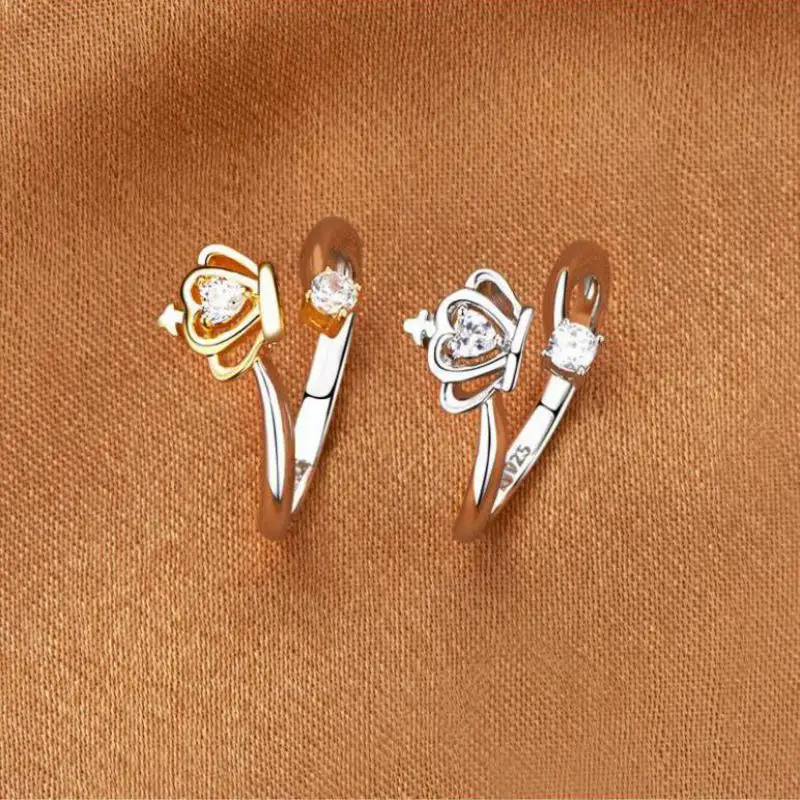 Midi Кольцо Корона Тип свадебные полосы для женщин CZ камень чистого золотистого