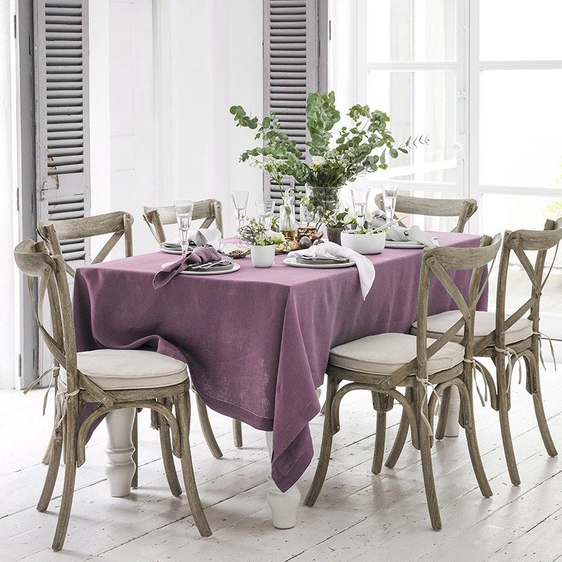 100% чистое натуральное белье одноцветная прямоугольная боковая скатерть