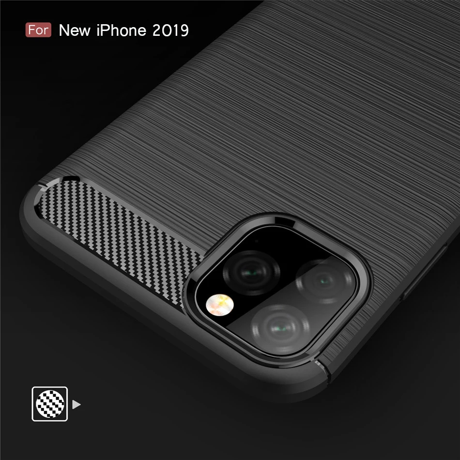 Чехол для телефона KEYSION iPhone 11 Pro Max из углеродного волокна мягкий силиконовый