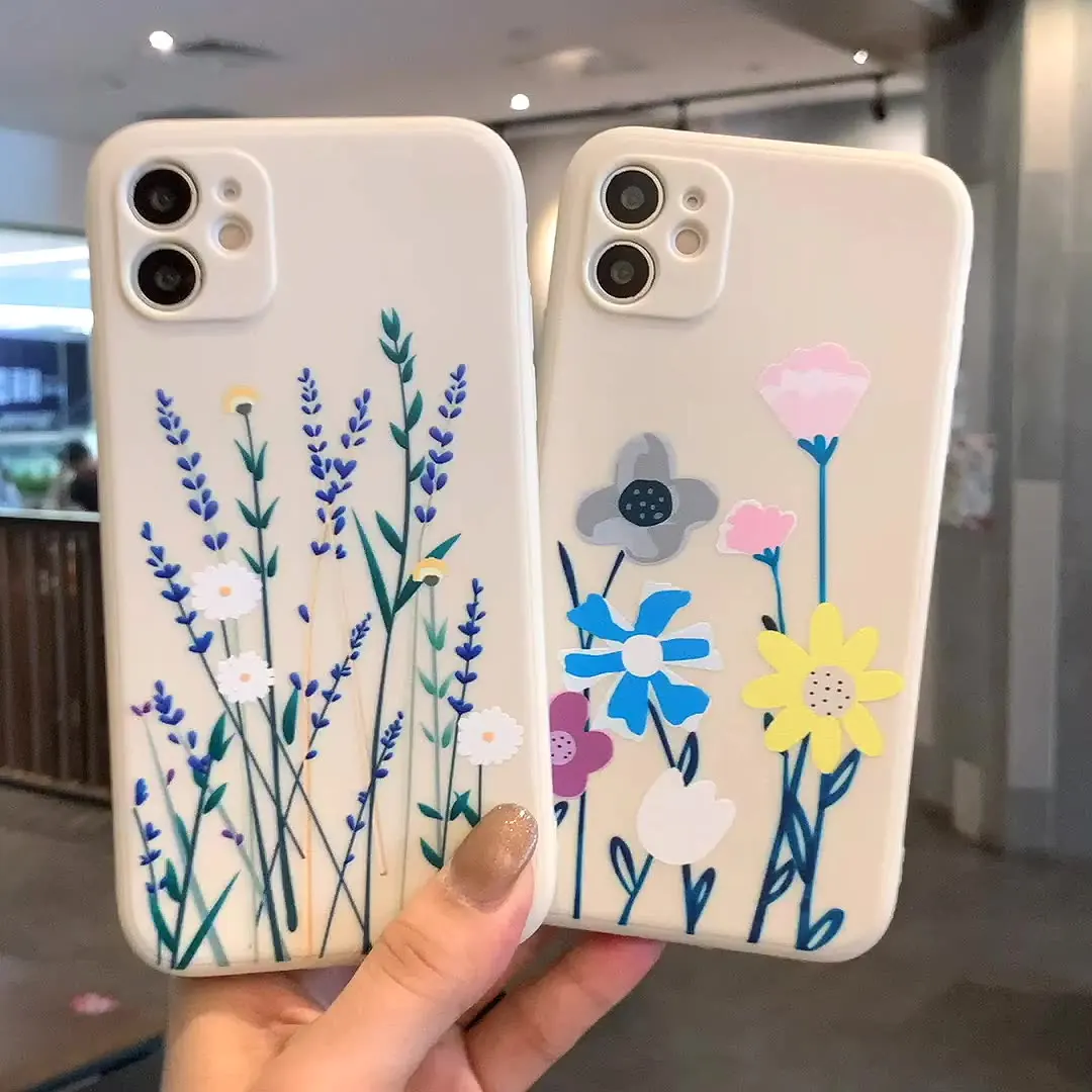 

Модный мультяшный цветочный чехол для телефона IPhone 12 11 12Pro 11 Pro X XR XS Max 7 8 Plus SE 2020 милый цветочный чехол-накладка