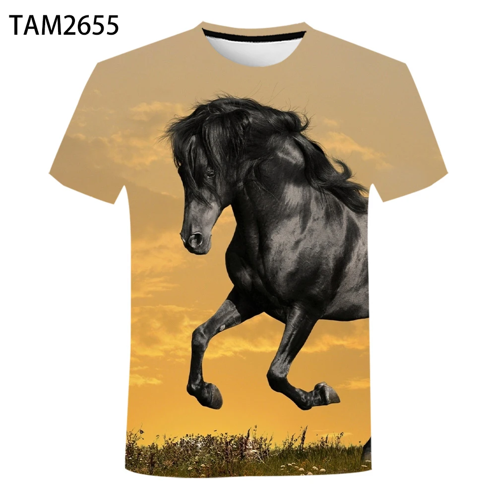 Мужская и женская футболка с 3D принтом пламени лошади Повседневная в стиле